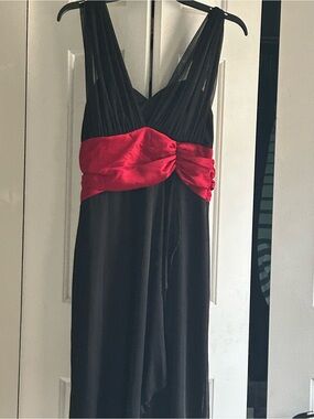 dressbarn Black Evening Dress with Red Waist Detail
